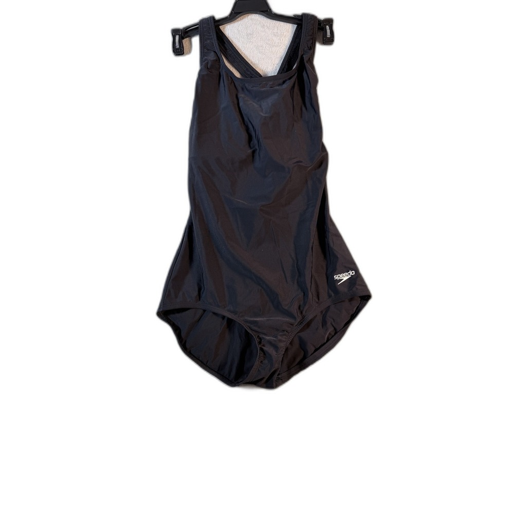 Speedo PowerFLEX‎ Women's One Piece Swimsuit Size 8L Black NWT Athletic Training